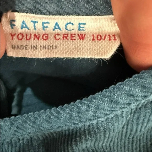 FATFACE Girls Green Corduroy Star‎ Dress Pocket Embroidered Metallic 10/11 - Picture 5 of 10